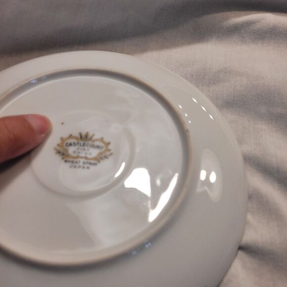 Castlecourt Fine China Wheat Spray Japan Cup & Saucer Set Of 4 Silver Trim - Picture 10 of 11